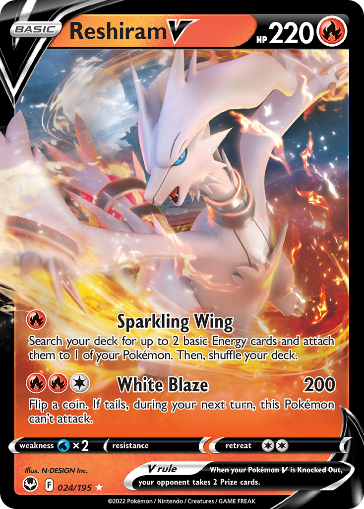 Reshiram V - 024/195 - holofoil - Silver Tempest