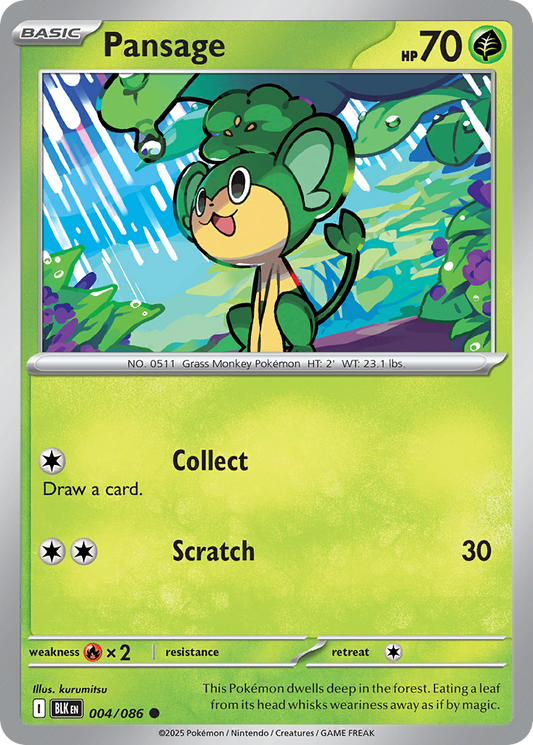 Pansage - 004/086 - pokeBallReverseHolofoil - Black Bolt