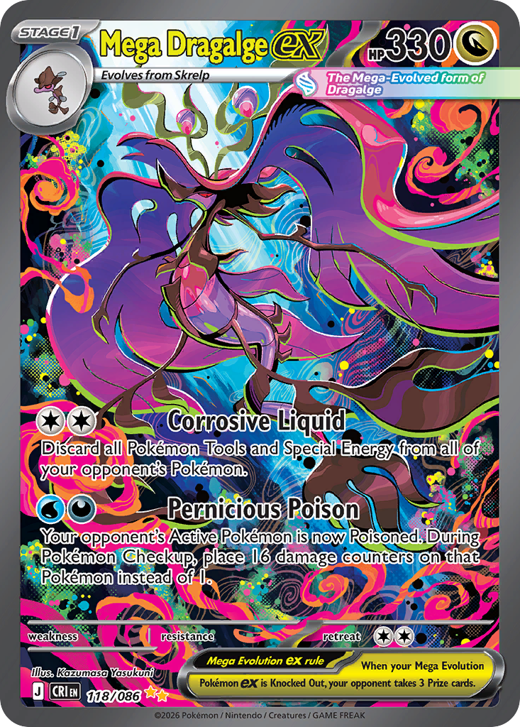 Mega Dragalge ex - 118/086 - holofoil - Chaos Rising