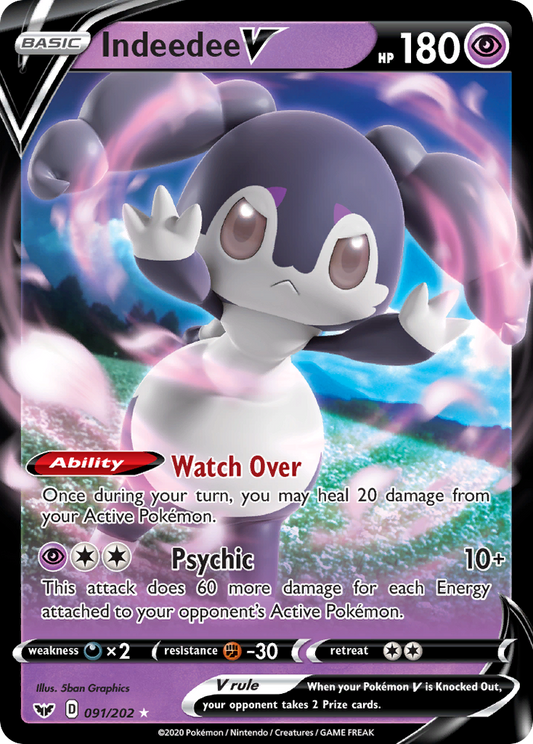 Indeedee V - 091/202 - holofoil - Sword & Shield