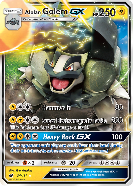 Alolan Golem-GX - 34/111 - holofoil - Crimson Invasion