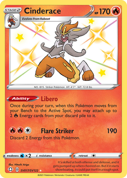 Cinderace - SV017/SV122 - holofoil - Shining Fates Shiny Vault
