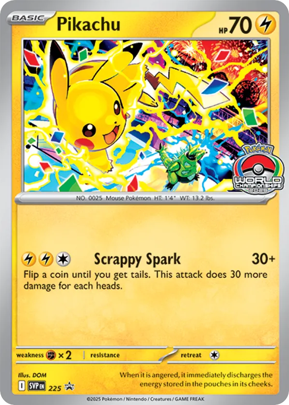 Pikachu - 225/224 - worldChampionshipsStamp - Scarlet & Violet Black Star Promos