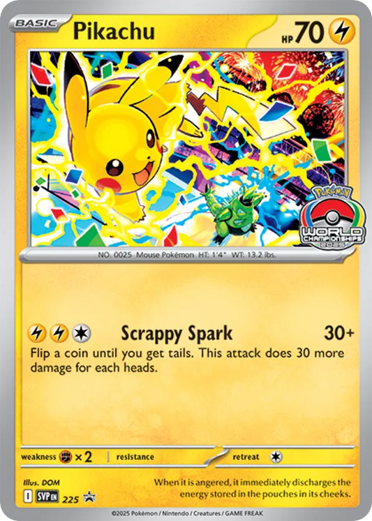 Pikachu - 225/224 - worldChampionshipsStamp - Scarlet & Violet Black Star Promos