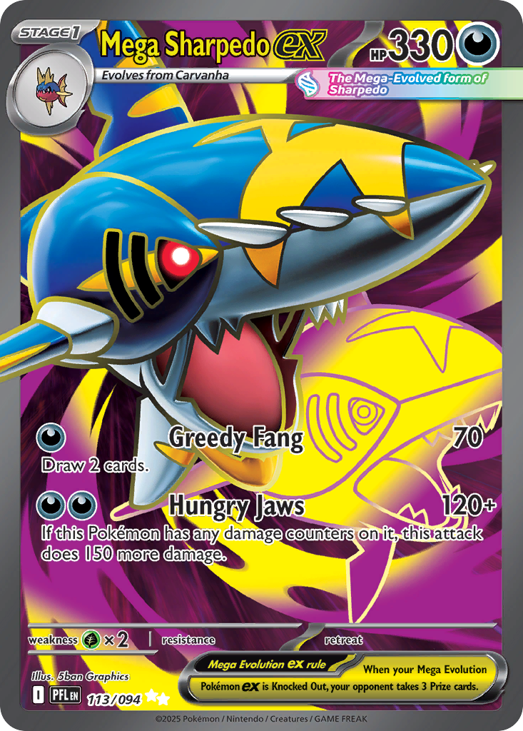 Mega Sharpedo ex - 113/094 - holofoil - Phantasmal Flames